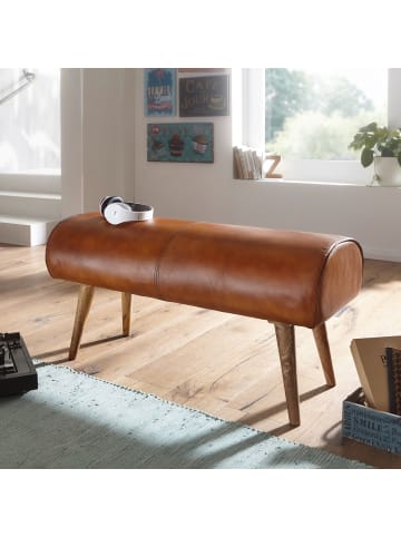 KADIMA DESIGN Sitzbank | Echtleder/Holz, 100x53x40cm, Springbock