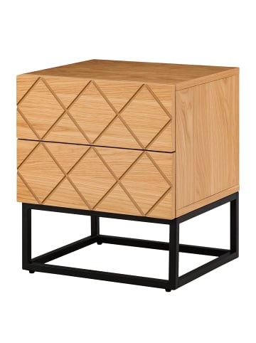 home24 Nachtkommode Pattada in Eiche / Schwarz