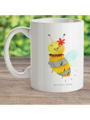 Mr. & Mrs. Panda Plastikbecher Biene Blume ohne Spruch in Weiß