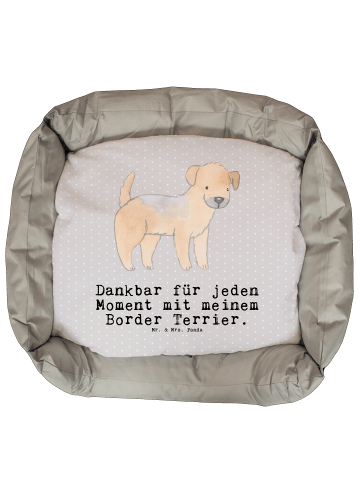 Mr. & Mrs. Panda Hundebett Border Terrier Moment mit Spruch in Grau Pastell