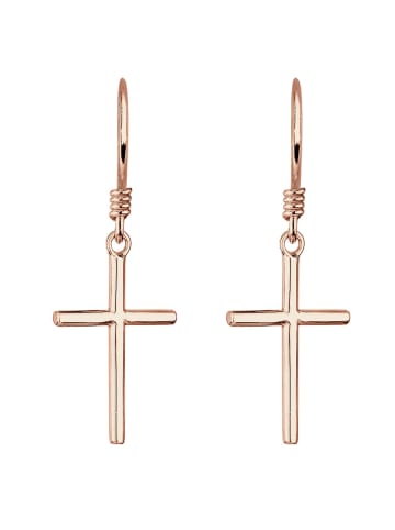 Elli Ohrringe 925 Sterling Silber Kreuz in Rosegold