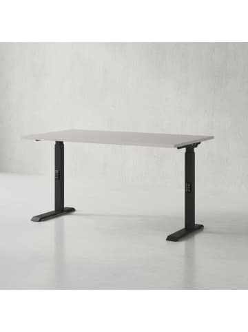 KADIMA DESIGN Schreibtisch verstellbar 68-91cm Ergonomisch C-Fuß Büro in Greige-Schwarz