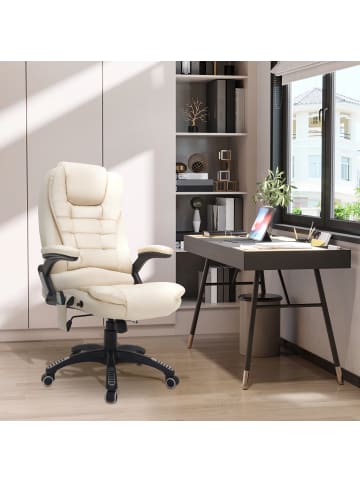 HOMCOM Massagesessel-62L x 68B x 111 – 121H cm-Cremeweiß