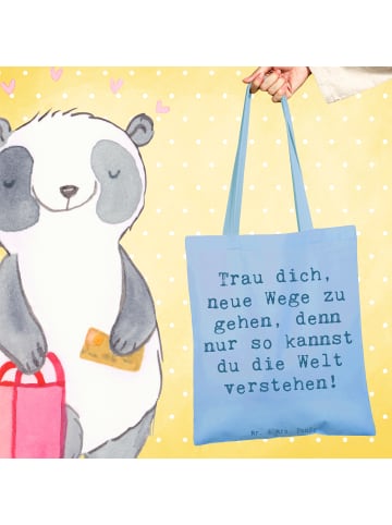 Mr. & Mrs. Panda Schultasche Spruch Unbekannte Orte erkunden mit... in Sky Blue