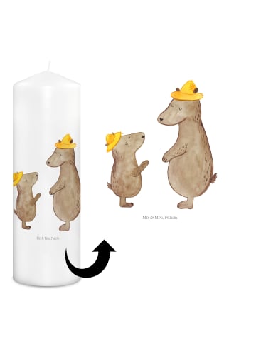 Mr. & Mrs. Panda Wachskerze Bären mit Hut ohne Spruch in Weiß