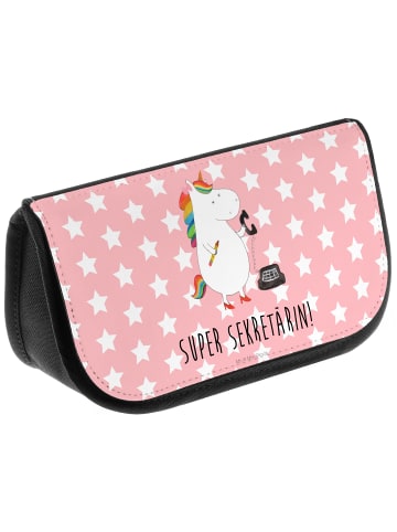 Mr. & Mrs. Panda Kulturtasche Einhorn Sekretärin mit Spruch in Rot Pastell