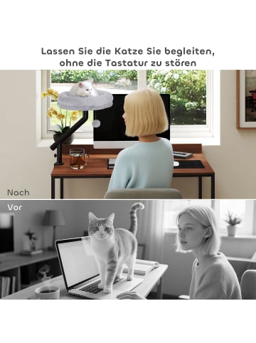 Pawhut Katzen-Schreibtischbett Grau Polyester