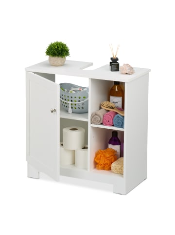 relaxdays Waschbeckenunterschrank in Weiß - (B)60 x (H)60 x (T)30 cm