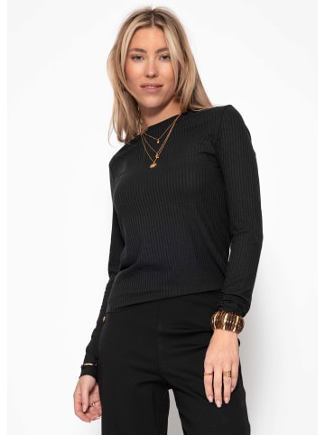 SASSYCLASSY Langarmshirt in Rippstruktur in Schwarz