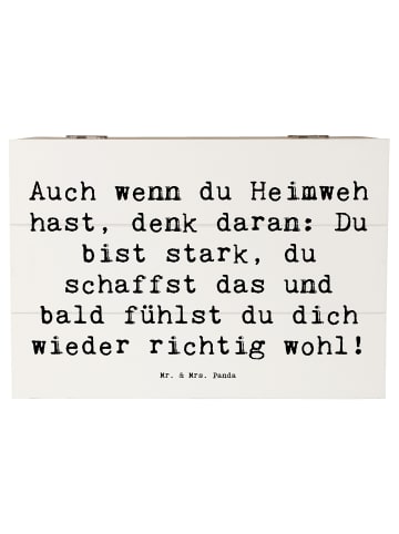 Mr. & Mrs. Panda Holzkiste Spruch Heimweh überwinden mit Spruch in Weiß