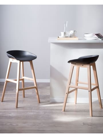 Beliani 2er-Set Barhocker MICCO in Schwarz/Braun