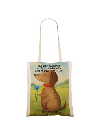 Mr. & Mrs. Panda Tragetasche Hund Blume Design mit Spruch in Weiß