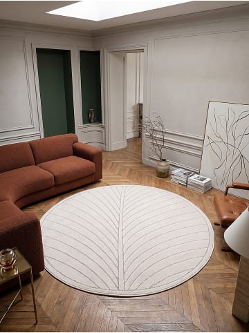 KADIMA DESIGN Outdoor-Teppich ENGADIN Blattmuster Kurzflor Wohnzimmer Veranda in Creme