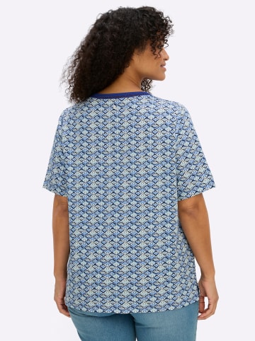 sheego Shirt in schwarz-hellblau-bedruckt