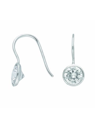 Adeliás Damen 925 Silber Ohrringe / Ohrhänger mit Zirkonia Ø 9,8 mm in silber