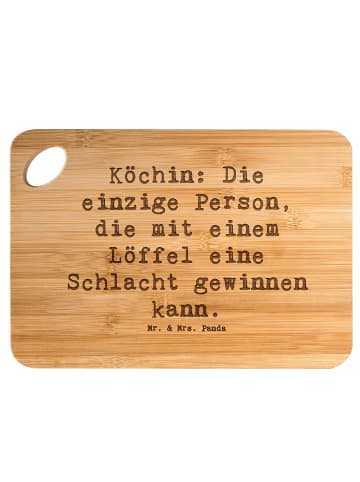 Mr. & Mrs. Panda Servierplatte Spruch Köchin Stärke mit Spruch in Braun