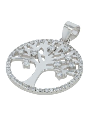 Adeliás Damen Anhänger – Lebensbaumanhänger aus 925 Silber mit Zirkonia in silber