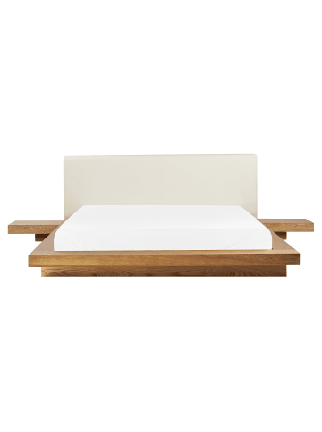 Beliani Doppelbett ZEN in Braun/Weiß - (W) 308 x (H) 86 x (L) 229 cm