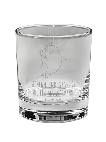Mr. & Mrs. Panda Whiskey Glas Sternzeichen Wassermann mit Spruch in Transparent