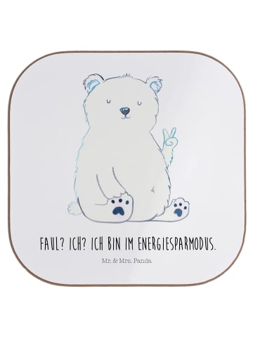 Mr. & Mrs. Panda Untersetzer Eisbär Faul mit Spruch in Weiß