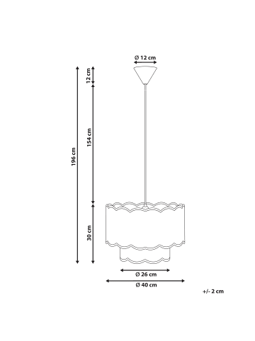 Beliani Pendelleuchten MECUMBURA in Beige/Weiß - (W) 40 x (H) 196 x (L) 40 cm