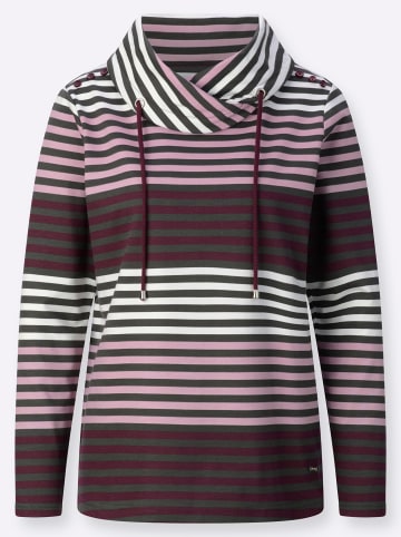 WITT WEIDEN Rollkragenshirt in burgund-mauve-geringelt