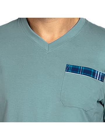 Comte Hose Flanell, Oberteil Single-Jersey Schlafanzug in jade