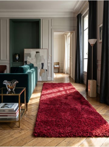KADIMA DESIGN Teppich Hochflor Shaggy Waschbar Einfarbig RHEIN Strapazierfähig in Rot