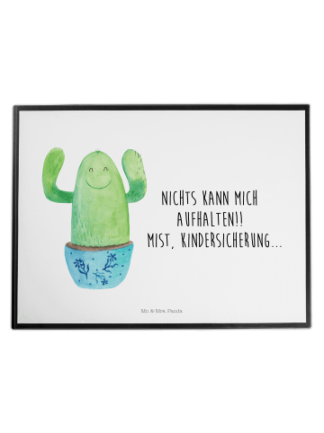 Mr. & Mrs. Panda Schreibunterlage Kaktus Happy mit Spruch in Weiß