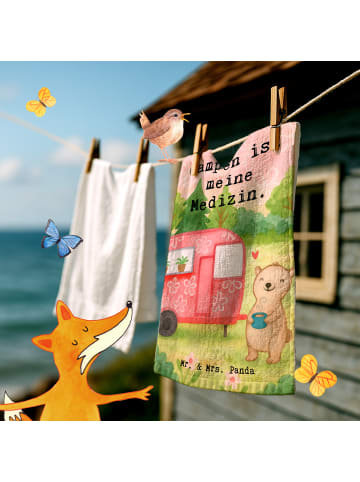 Mr. & Mrs. Panda Mini-Handtuch Bär Camper Design mit Spruch in Weiß