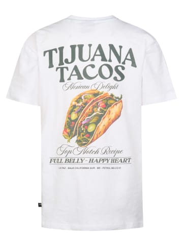 Petrol Industries T-Shirt mit grafischem Rückenprint Taco in Weiß