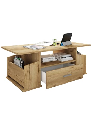VCM Holz Sofatisch Couchtisch Schublade Junata in Honig-Eiche