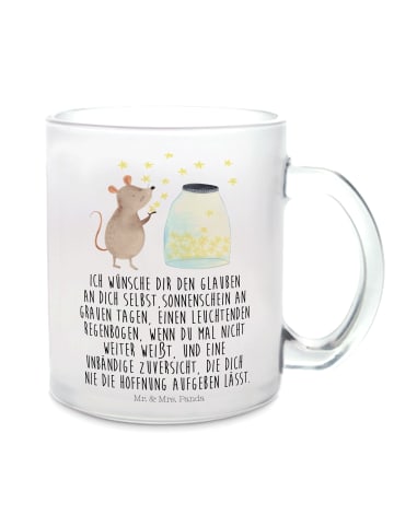 Mr. & Mrs. Panda Teetasse Glas Maus Sterne mit Spruch in Transparent