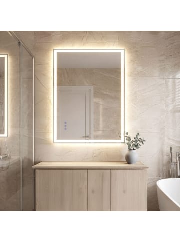 SONGMICS Wandspiegel Berit in Weiß - (B)60.7 x (H)2.4 x (T)80.7 cm
