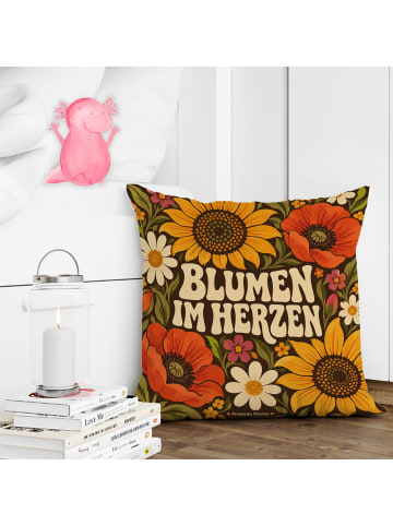 Mr. & Mrs. Panda Kuschelkissen 40x40 Blumen Retro Design mit Spruch in Weiß