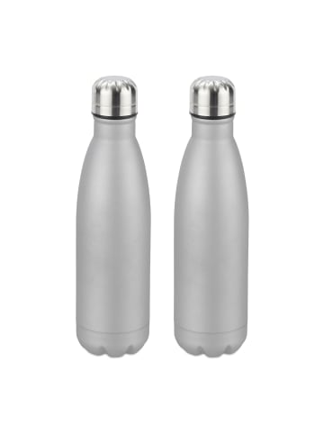 relaxdays 2x Trinkflasche in Silber - 500 ml
