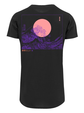 F4NT4STIC Herren T-Shirt Lang PLUS SIZE Kanagawa Welle in schwarz