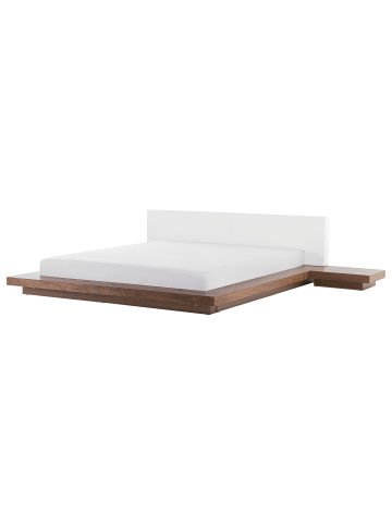 Beliani Doppelbett ZEN in Braun/Weiß - (W) 328 x (H) 86 x (L) 229 cm