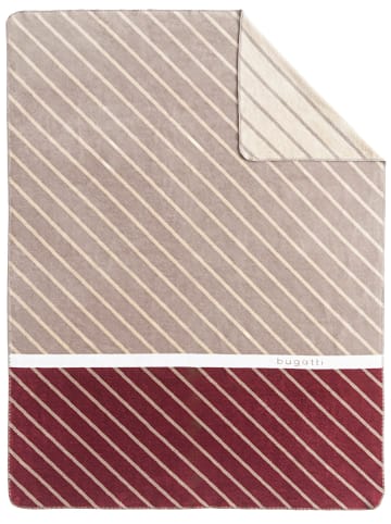 Bugatti Jacquard, Baumwollmischung Wohndecke in bordeaux/beige