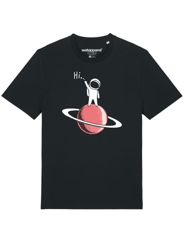 wat? Apparel T-Shirt Astronaut says Hi in Schwarz