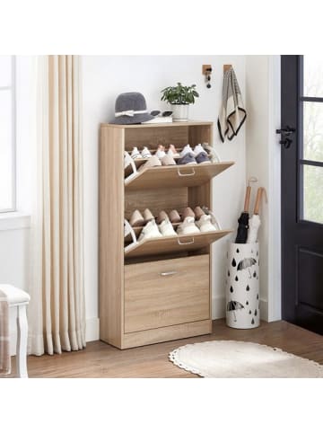 VASAGLE Schuhschrank Custos in Eichenfarben - (B)60 x (H)120 x (T)24 cm