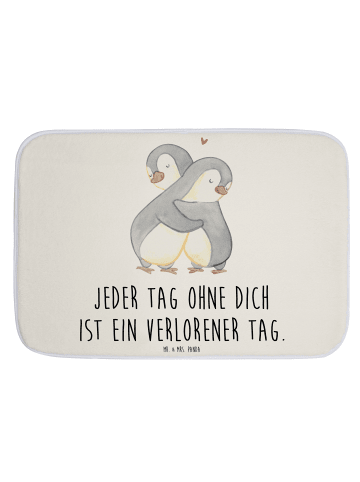 Mr. & Mrs. Panda Badteppich Pinguine Kuscheln mit Spruch in Weiß