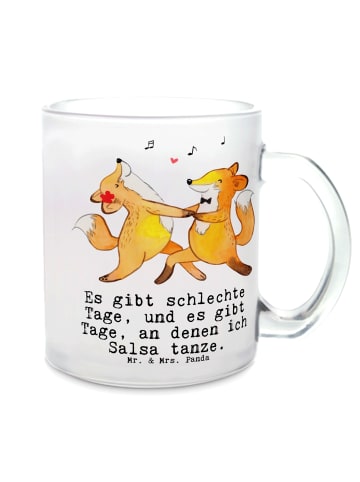 Mr. & Mrs. Panda Teetasse Füchse Salsa tanzen mit Spruch in Transparent