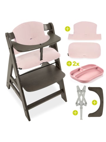Hauck Hochstuhl Alpha Plus Select Charcoal - im Sparset in grau,rosa