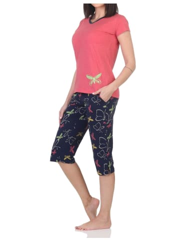 NORMANN Kurzarm Schlafanzug Pyjama Schmetterling Motiv - 85019 in rot