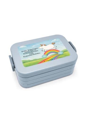 Mr. & Mrs. Panda Bento Box Einhorn Regenbogen Design mit Spruch in Blau Pastell