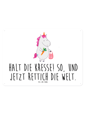 Mr. & Mrs. Panda Wandbild Einhorn Gemüse mit Spruch in Weiß