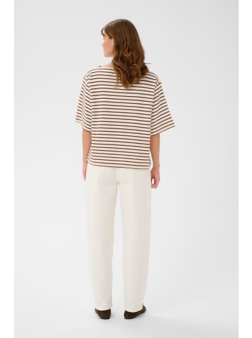 Soaked in Luxury Sweatshirt SLIngina Baggy fit in White and Cappucino Stripe