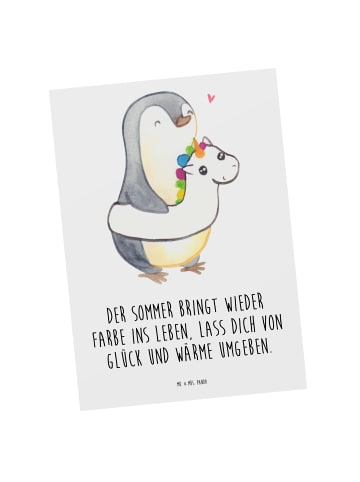 Mr. & Mrs. Panda Postkarte Sommerfarben mit Spruch in Weiß