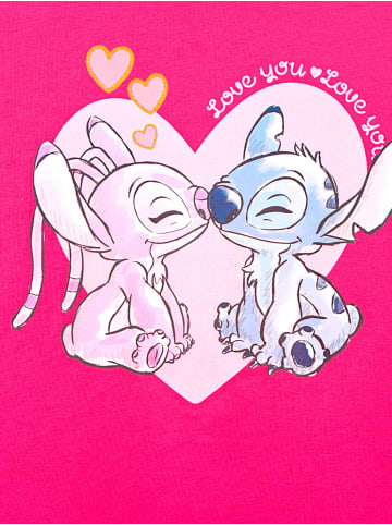 Lilo & Stitch Langarmshirt Disney Stitch mit Glitzer in Dunkelpink